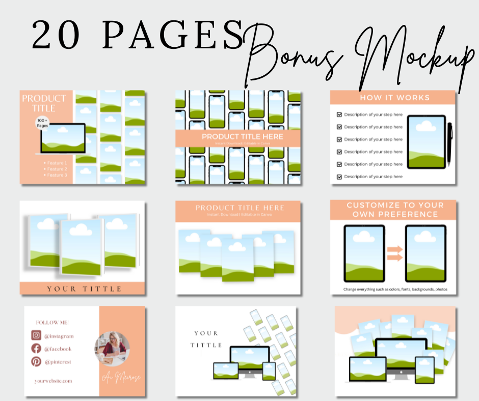 20 pages bonus mockup template