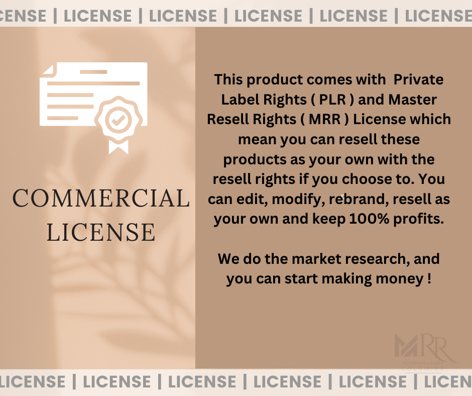 commercial license included. MRR, PLR